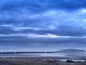 Cramond beach in the misty morning