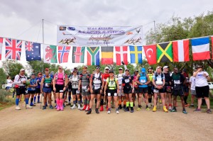 Runners congregate at the start.