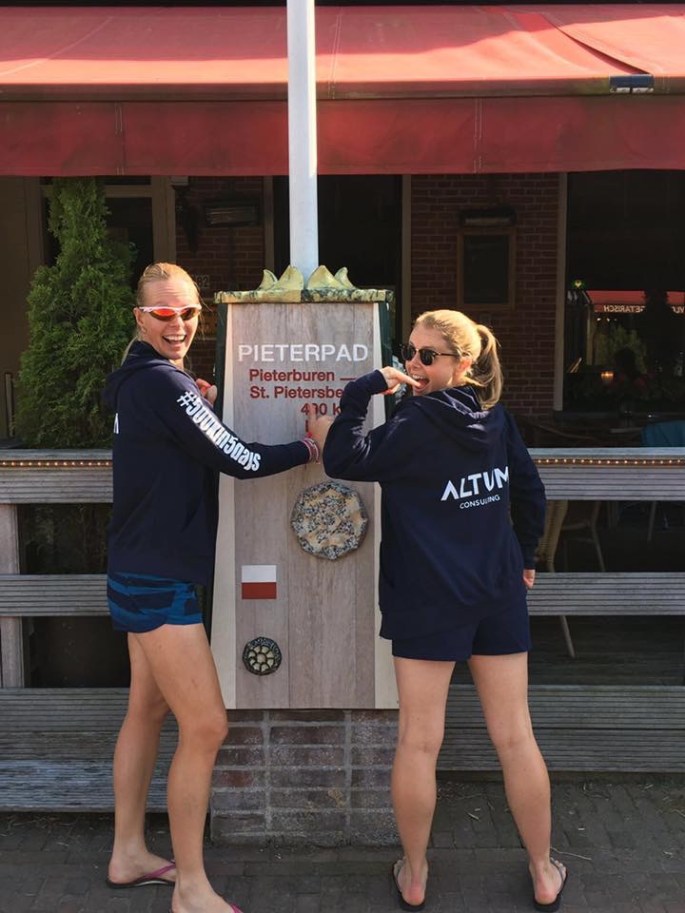 In our Altum Consulting hoodies and Naked Runner sunglasses
